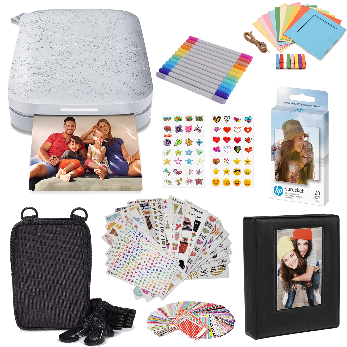 HP Sprocket Portable 2x3" Instant Photo Printer (Luna Pearl) Gift Bundle Sprocket Printers