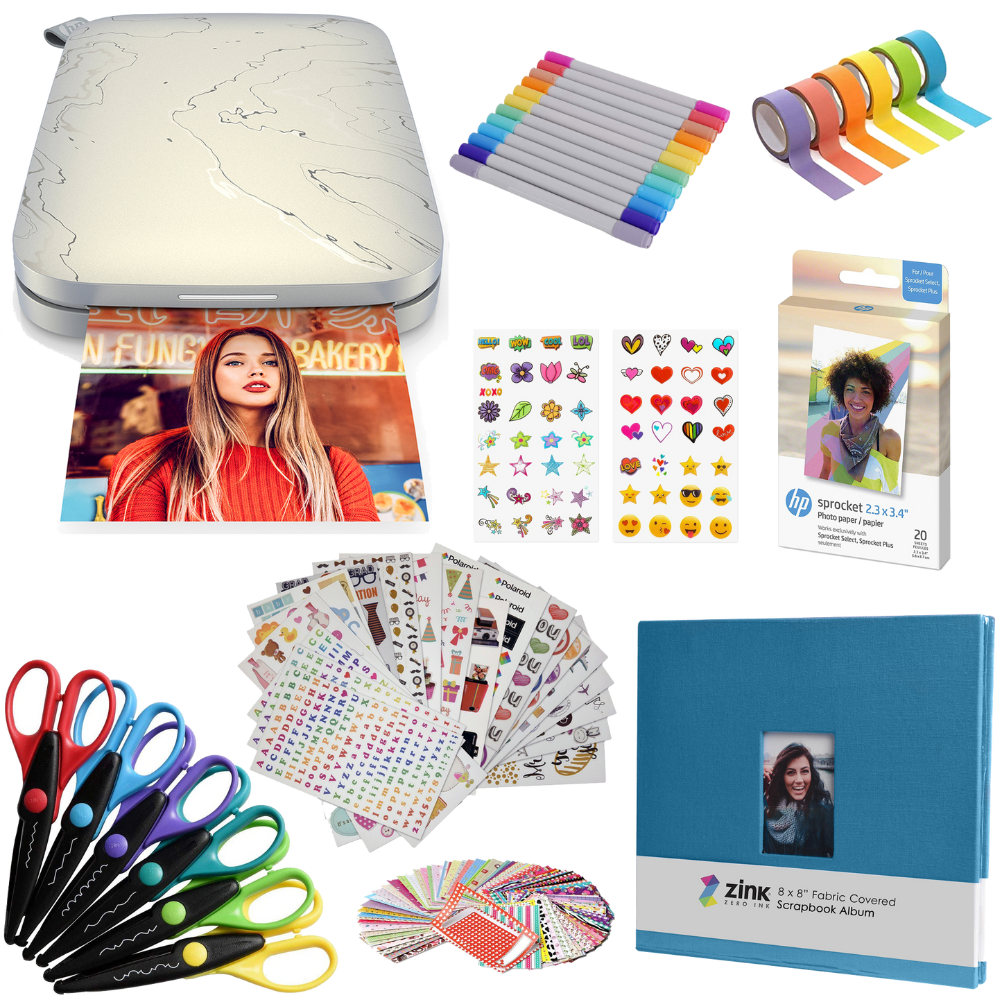 HP Sprocket Select Portable Instant Photo Printer (Eclipse) Scrapbook Bundle Sprocket Printers