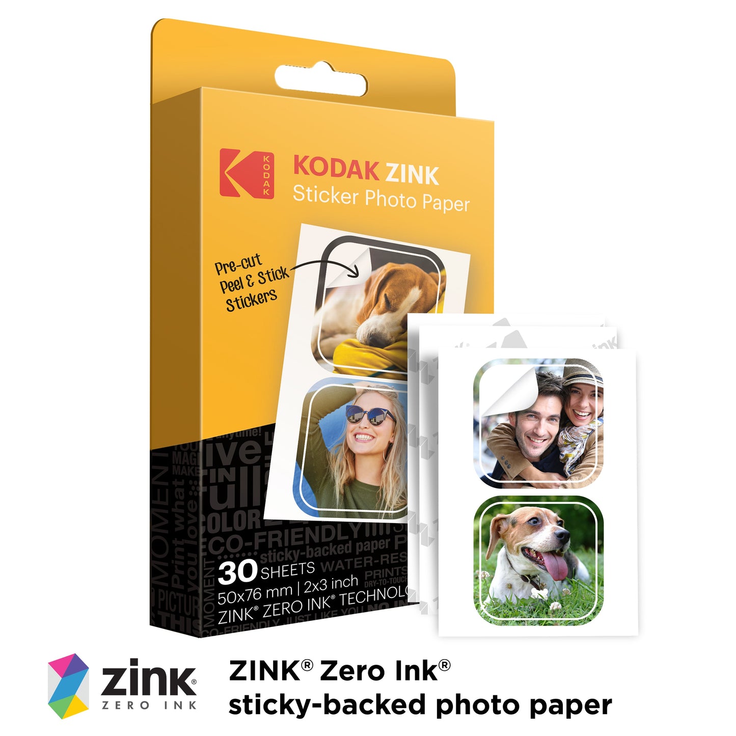 KODAK 2”x3” Zink Pre-Cut Sticker Photo Paper 30 Sheets