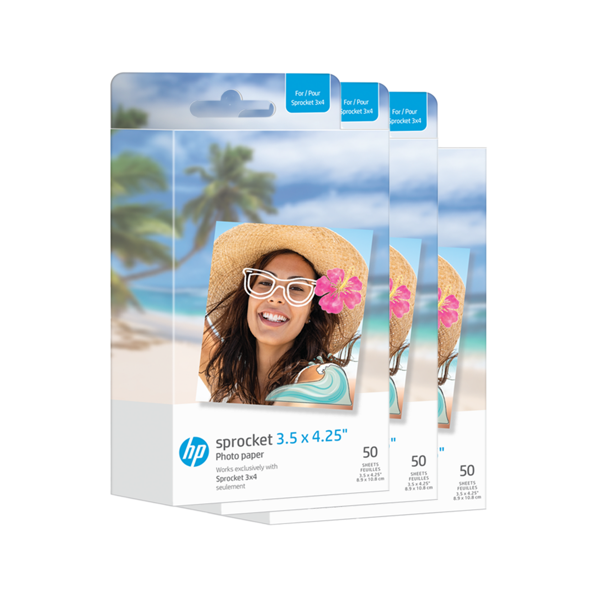 HP Sprocket 3.5 x 4.25” Zink Sticky-Backed Photo Paper (150 Pack) Compatible with HP Sprocket 3x4 Printer hpsprocket