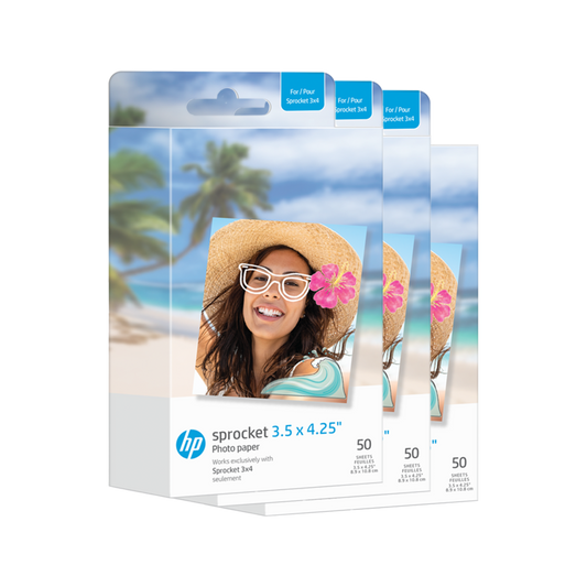HP Sprocket 3.5 x 4.25” Zink Sticky-Backed Photo Paper (150 Pack) Compatible with HP Sprocket 3x4 Printer hpsprocket