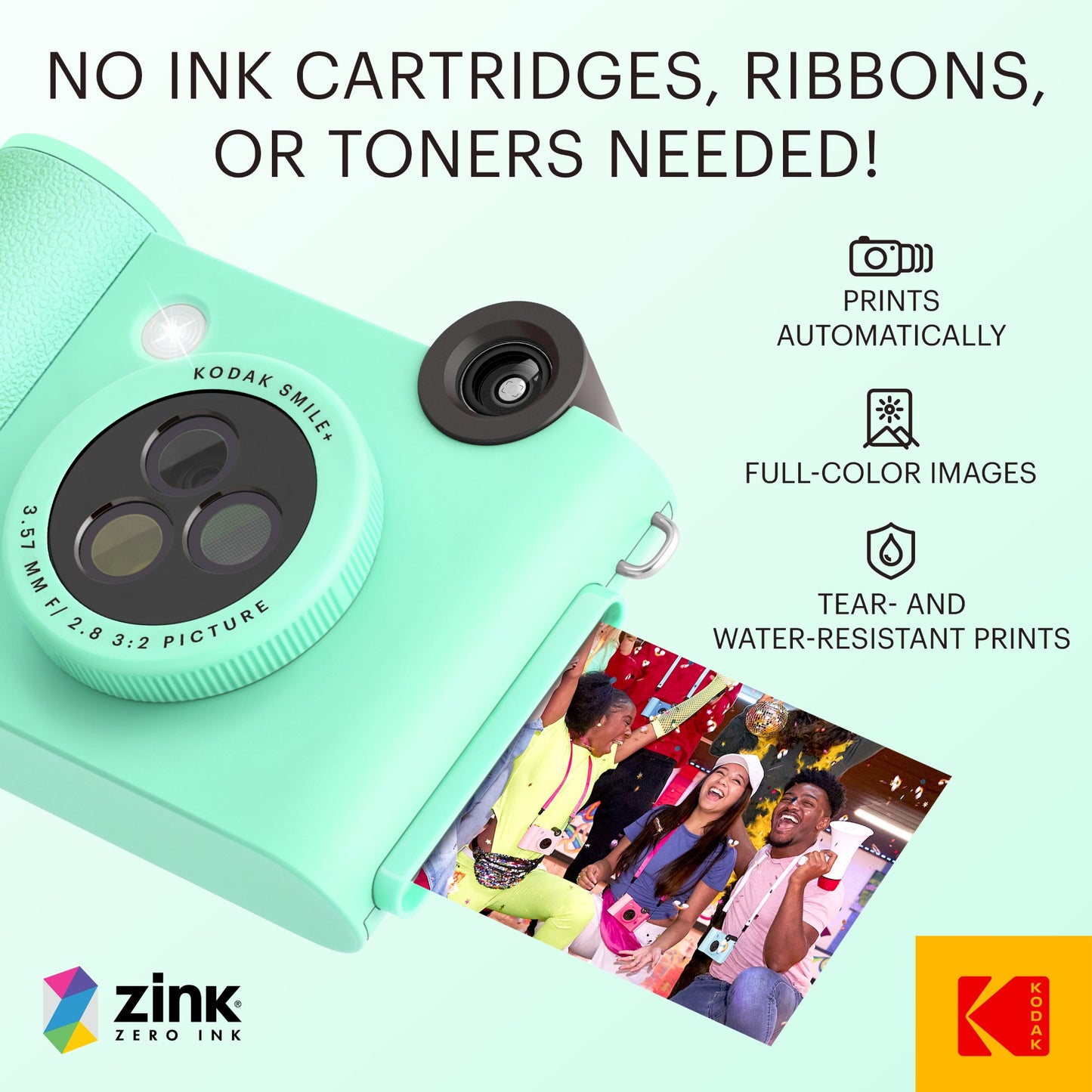 KODAK Smile+ Wireless Digital Instant Print Camera with Effect-changing Lens - Green