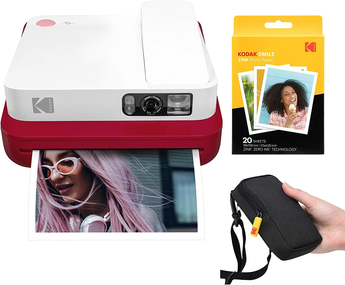 KODAK Classic Digital Instant Camera with Bluetooth (Red) Starter Bundle