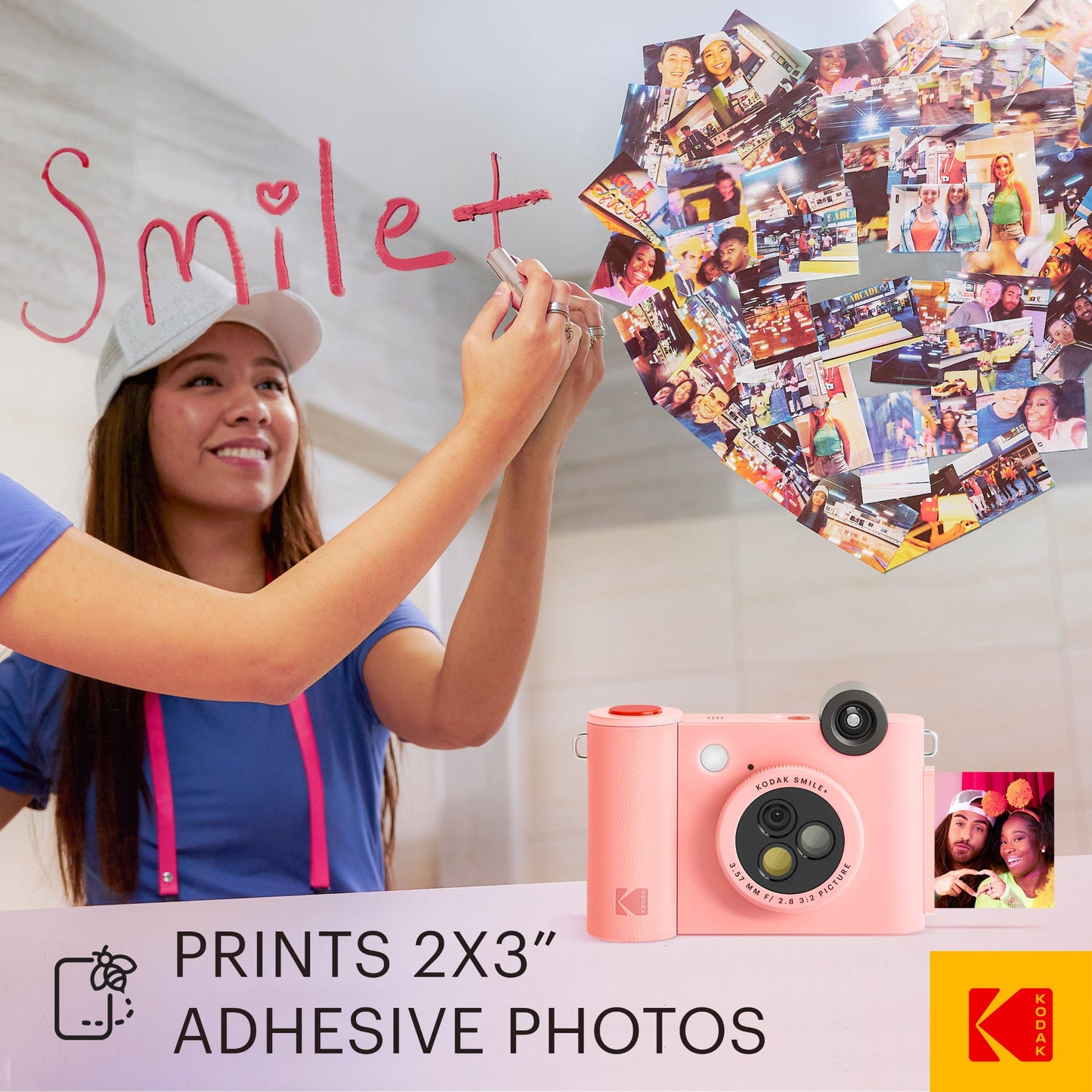 KODAK Smile+ Wireless Digital Instant Print Camera with Effect-changing Lens - Pink