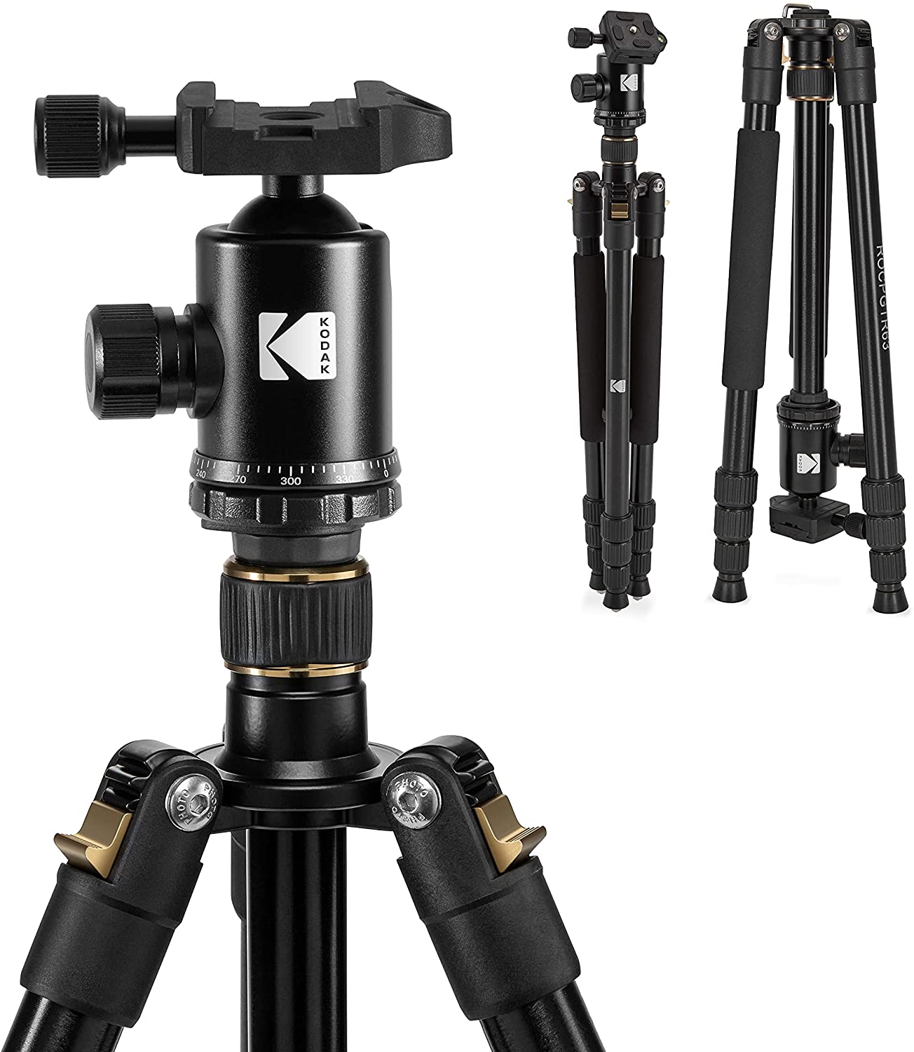 KODAK Photo Gear Premium Tripod + Monopod with 360° Ball Head 63ʺ/160 cm