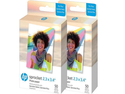 HP Sprocket 2.3" x 3.4" Premium Zink Sticky Back Photo Paper (100 Sheets) hpsprocket