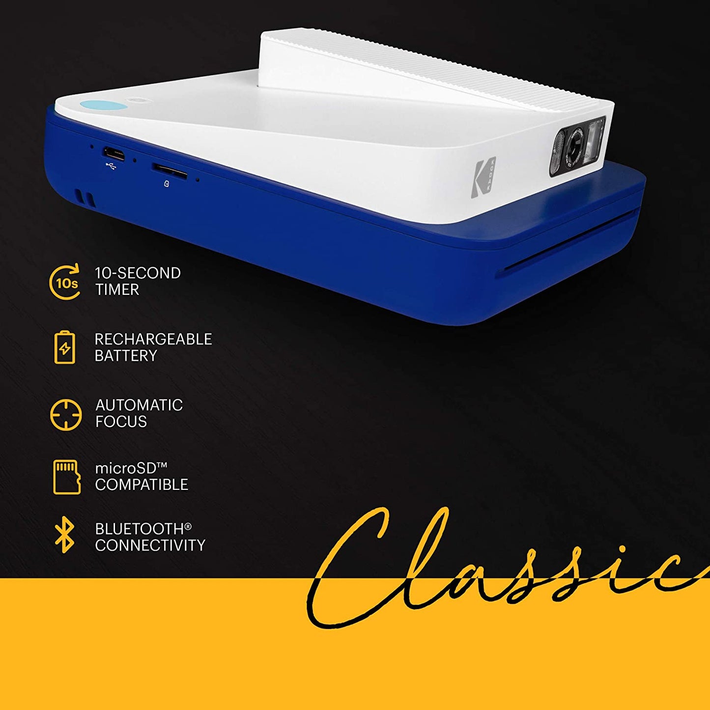 KODAK Classic Digital Instant Camera with Bluetooth (Blue) Starter Kit