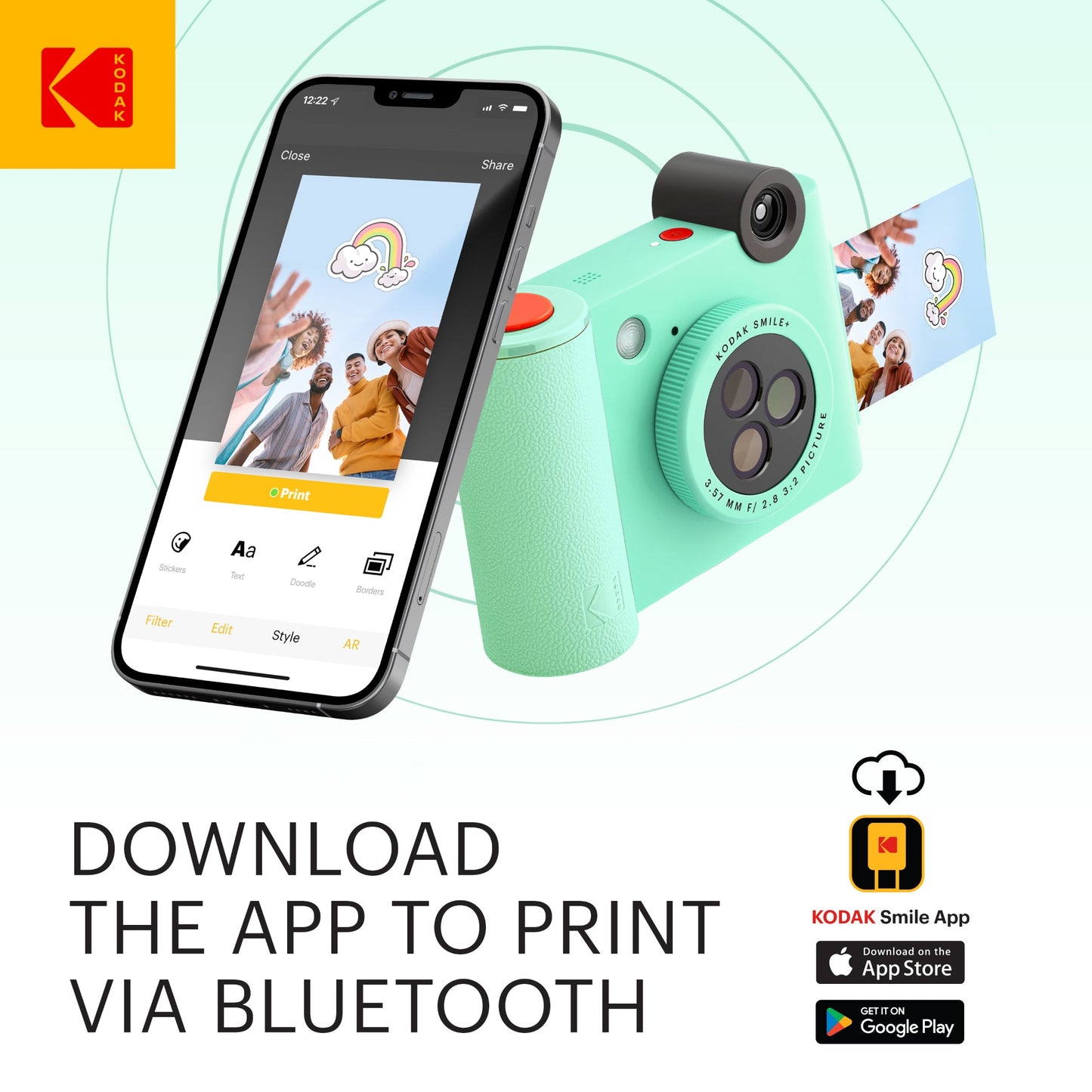 KODAK Smile+ Wireless Digital Instant Print Camera with Effect-changing Lens - Green