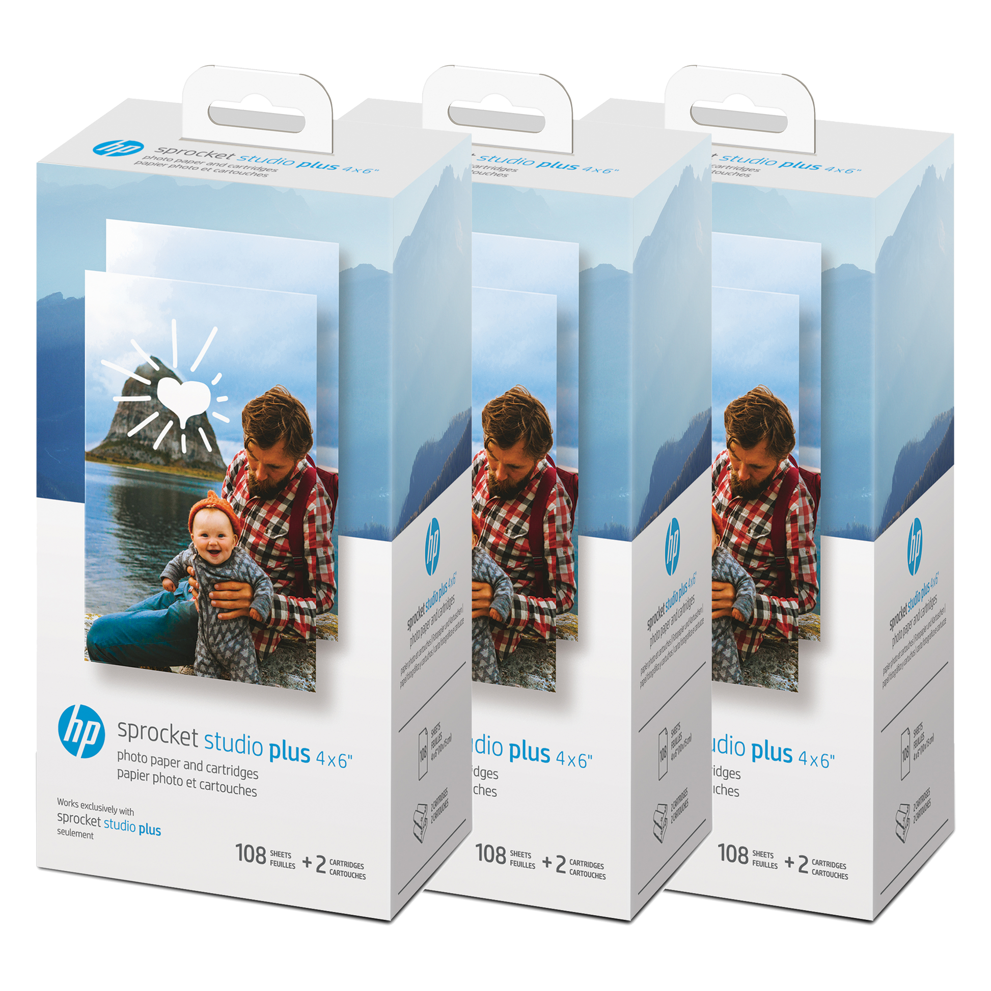 HP Sprocket Studio Plus 4 x 6” Photo Paper and Cartridges (Includes 324 Sheets and 6 Cartridges) Sprocket Printers