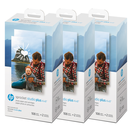 HP Sprocket Studio Plus 4 x 6” Photo Paper and Cartridges (Includes 324 Sheets and 6 Cartridges) Sprocket Printers