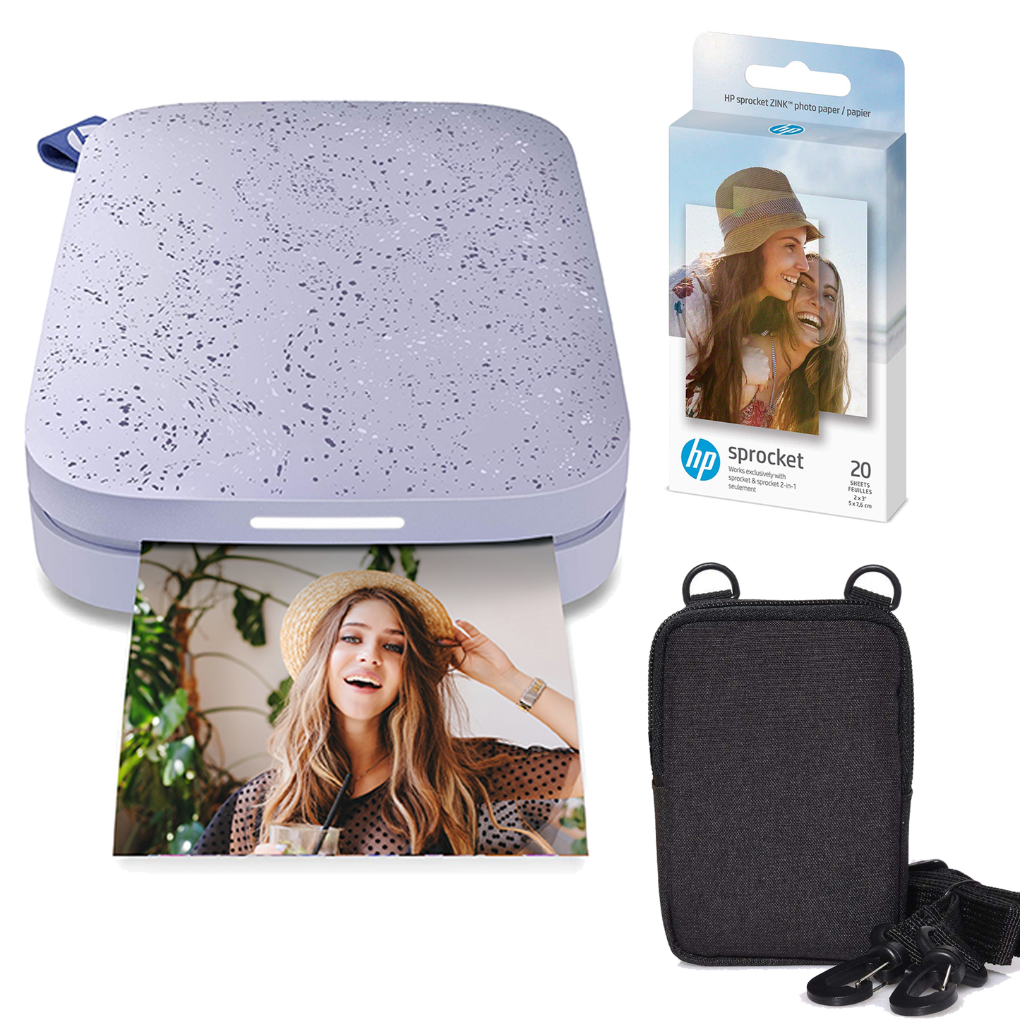 HP Sprocket Portable 2x3" Instant Photo Printer (Lilac) Zink Paper Bundle Sprocket Printers