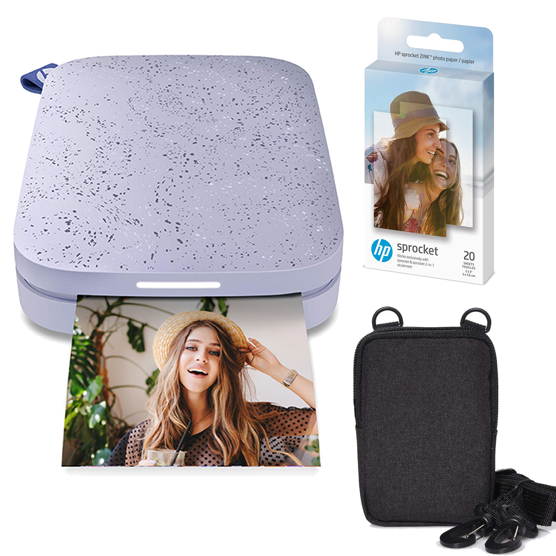 HP Sprocket Portable 2x3" Instant Photo Printer (Lilac) Zink Paper Bundle Sprocket Printers