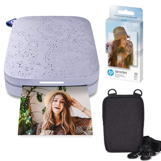 HP Sprocket Portable 2x3" Instant Photo Printer (Lilac) Zink Paper Bundle Sprocket Printers