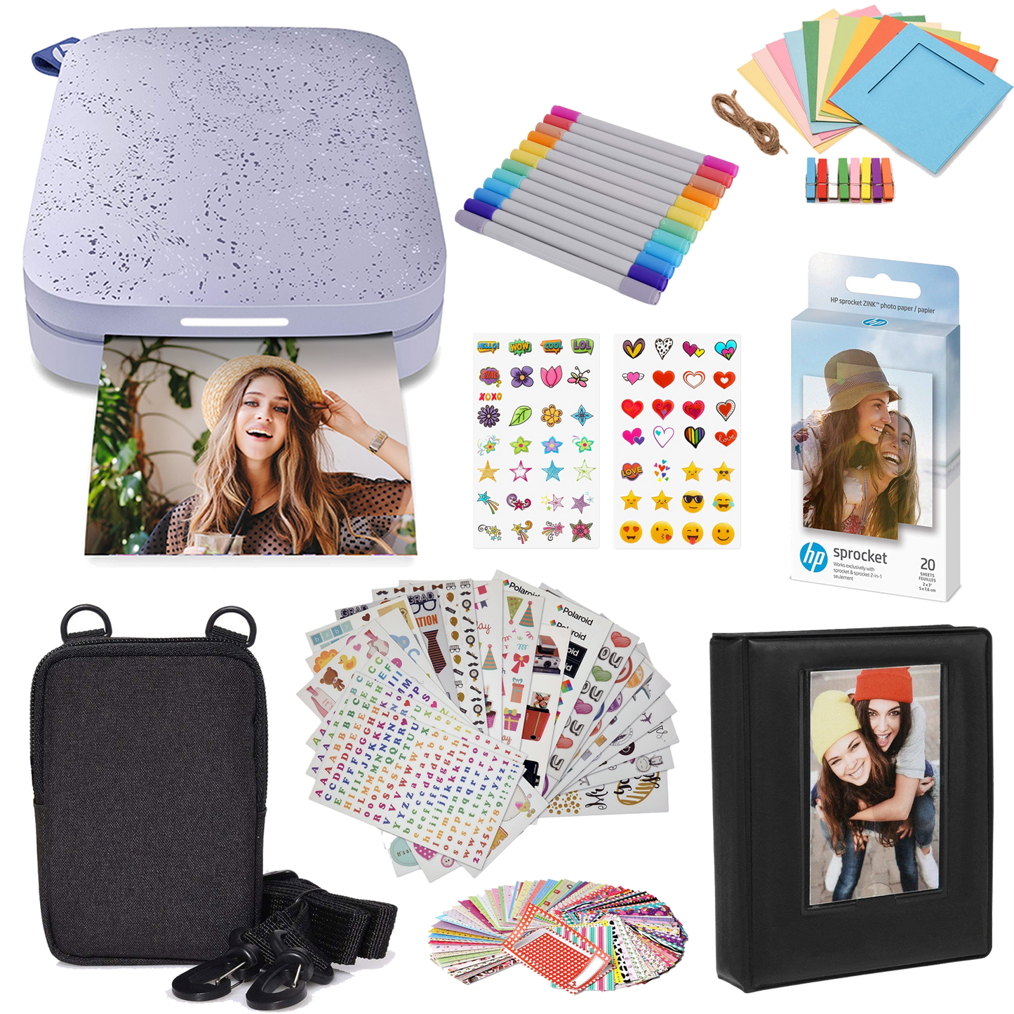 HP Sprocket Portable 2x3" Instant Photo Printer (Lilac) Gift Bundle Sprocket Printers