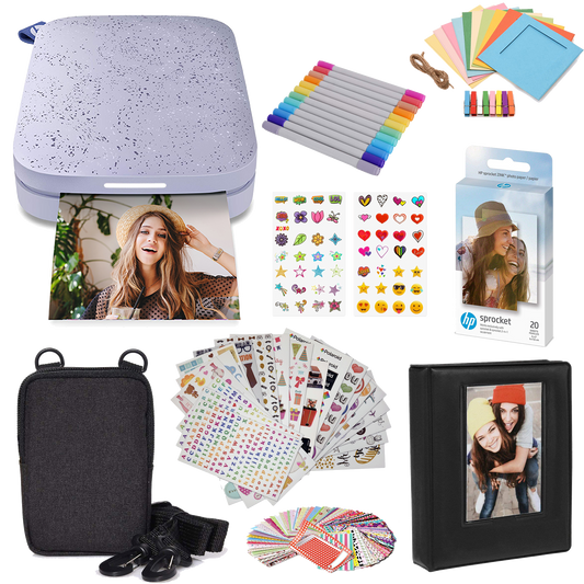 HP Sprocket Portable 2x3" Instant Photo Printer (Lilac) Gift Bundle Sprocket Printers
