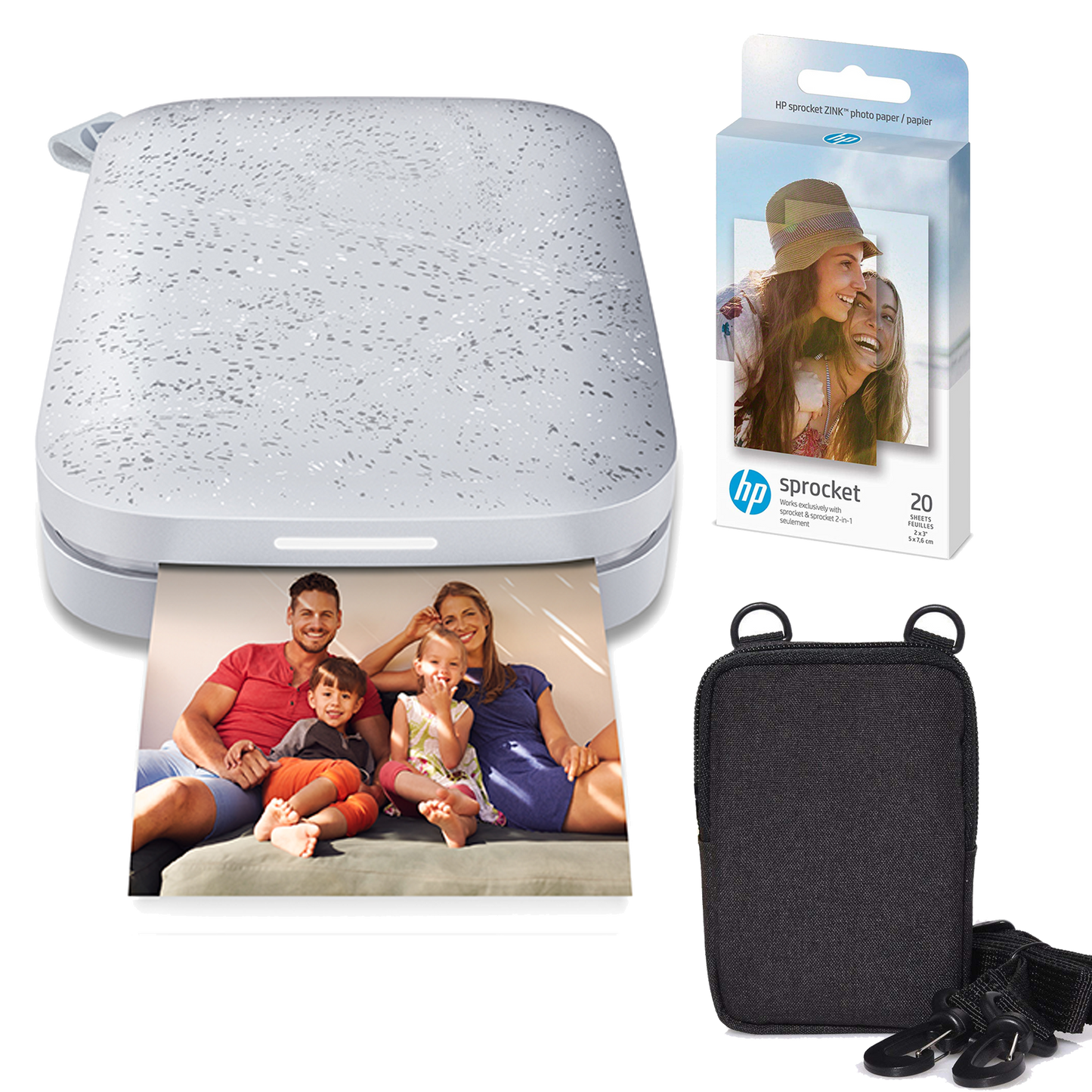 HP Sprocket Portable 2x3" Instant Photo Printer (Luna Pearl) Zink Paper Bundle Sprocket Printers