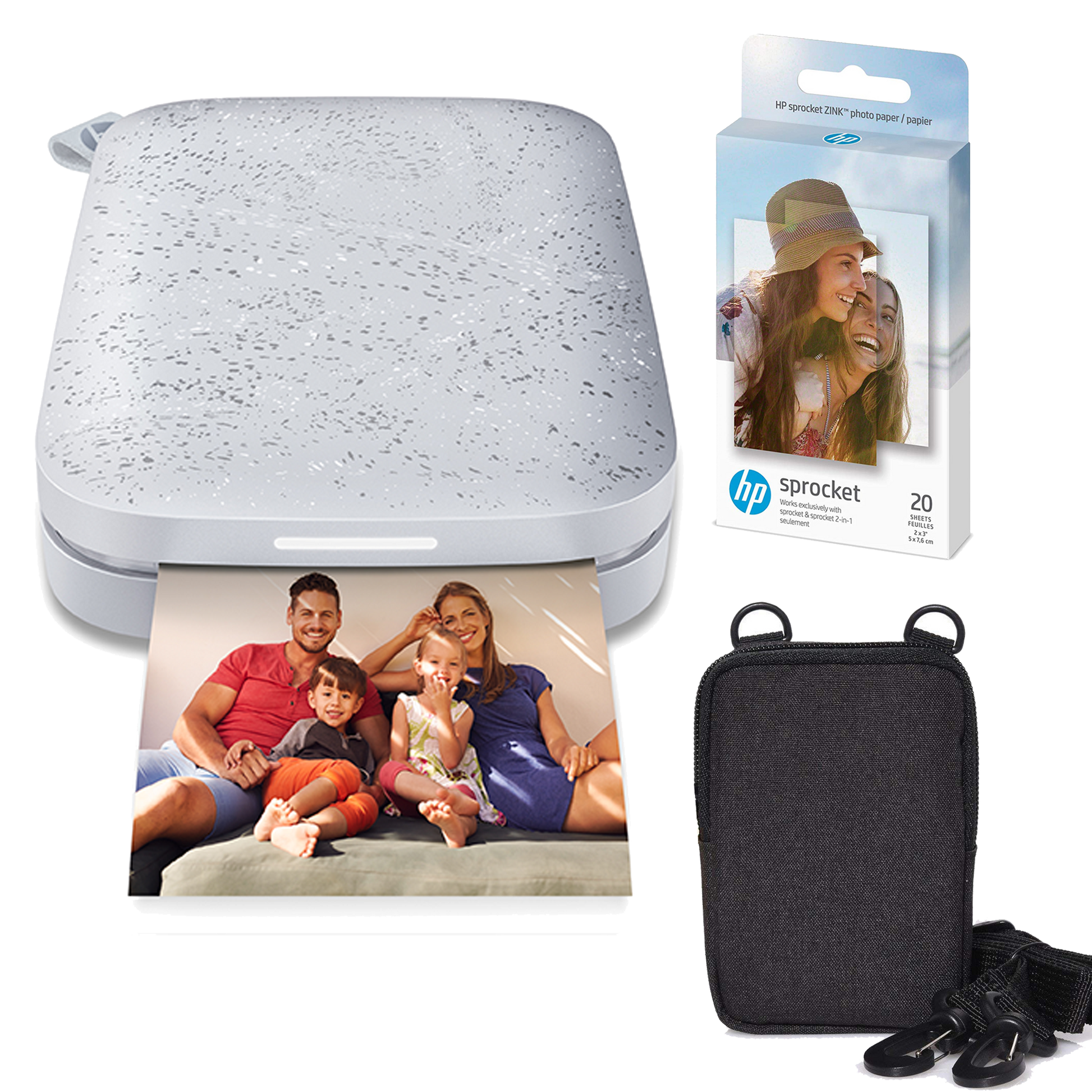 HP Sprocket Portable 2x3" Instant Photo Printer (Luna Pearl) Zink Paper Bundle Sprocket Printers