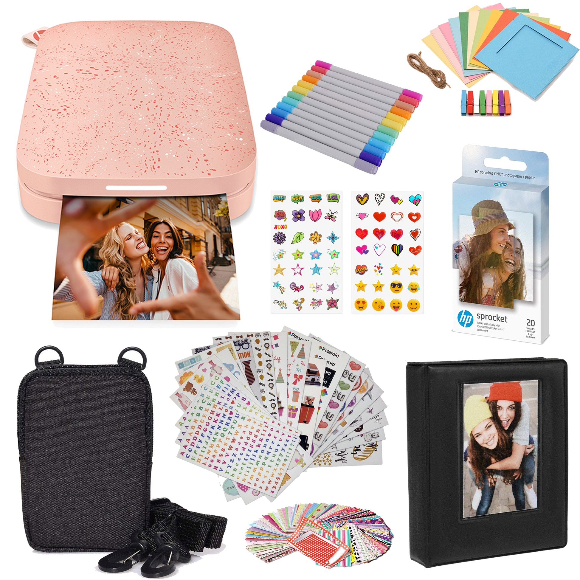 HP Sprocket Portable 2x3" Instant Photo Printer (Blush Pink) Gift Bundle Sprocket Printers