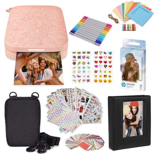 HP Sprocket Portable 2x3" Instant Photo Printer (Blush Pink) Gift Bundle Sprocket Printers