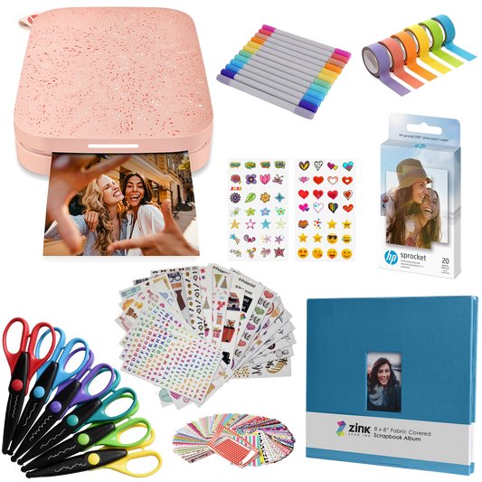 HP Sprocket Portable 2x3" Instant Photo Printer (Blush Pink) Scrapbook Bundle Sprocket Printers