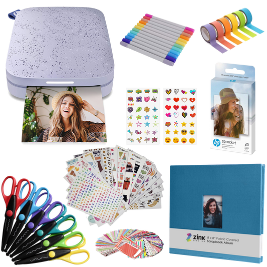 HP Sprocket Portable 2x3" Instant Photo Printer (Lilac) Scrapbook Bundle Sprocket Printers