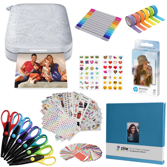 HP Sprocket Portable 2x3" Instant Photo Printer (Luna Pearl) Scrapbook Bundle Sprocket Printers