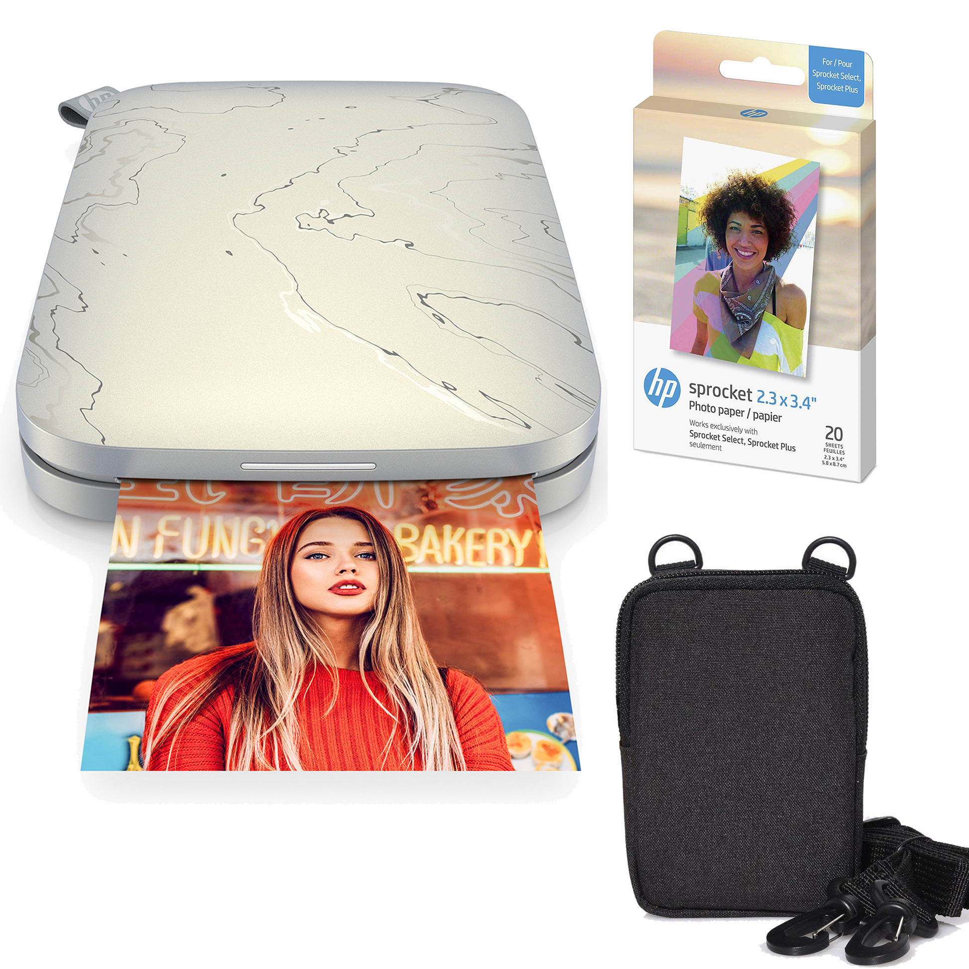 HP Sprocket Select Portable Instant Photo Printer (Eclipse) Zink Paper Bundle Sprocket Printers