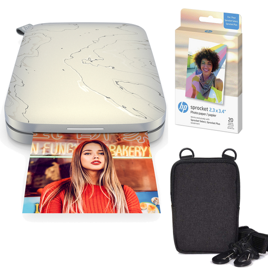 HP Sprocket Select Portable Instant Photo Printer (Eclipse) Zink Paper Bundle Sprocket Printers