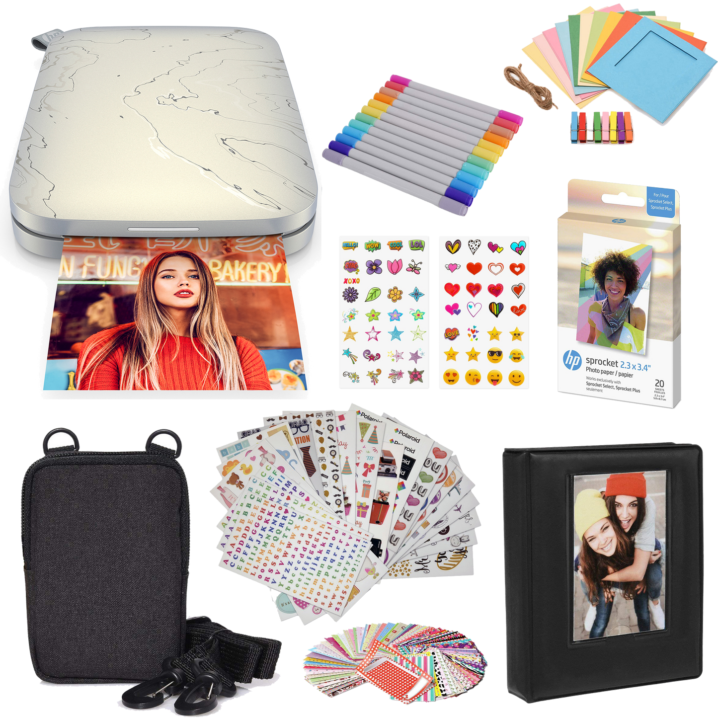 HP Sprocket Select Portable Instant Photo Printer Eclipse) Gift Bundle Sprocket Printers