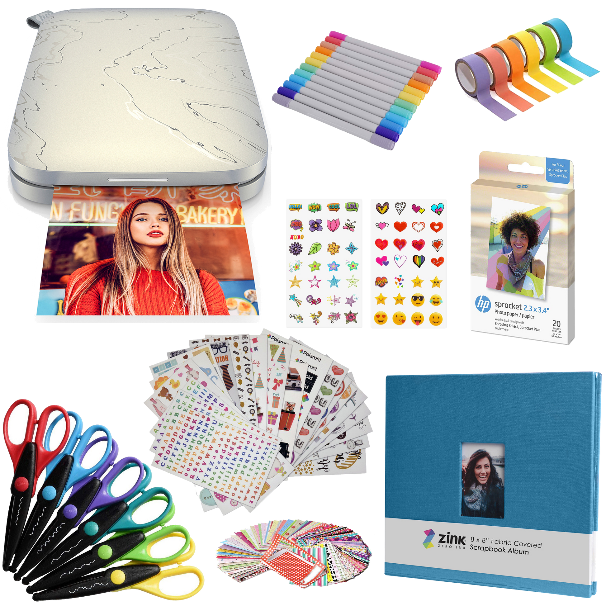 HP Sprocket Select Portable Instant Photo Printer (Eclipse) Scrapbook Bundle Sprocket Printers