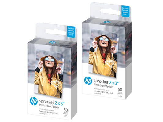 HP Sprocket 2x3" Zink Sticky Back Photo Paper (100 Sheets) Compatible with HP Sprocket Photo Printers Sprocket Printers