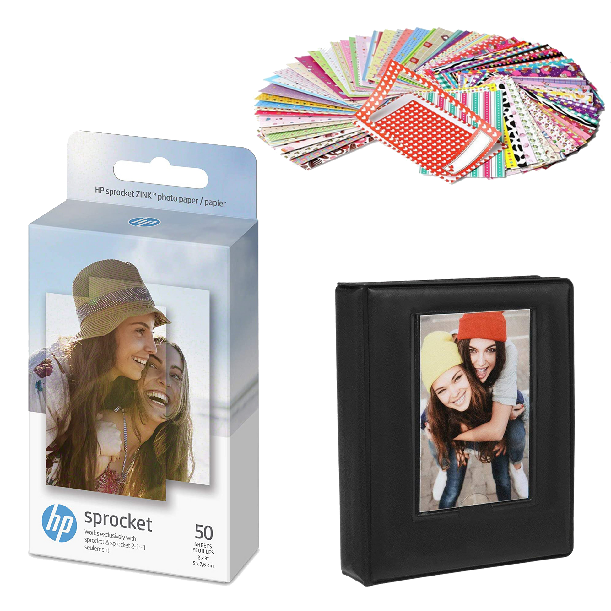 HP Sprocket 2x3" Zink Sticky Back Photo Paper (50 Sheets) Starter Bundle Sprocket Printers