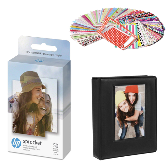 HP Sprocket 2x3" Zink Sticky Back Photo Paper (50 Sheets) Starter Bundle Sprocket Printers