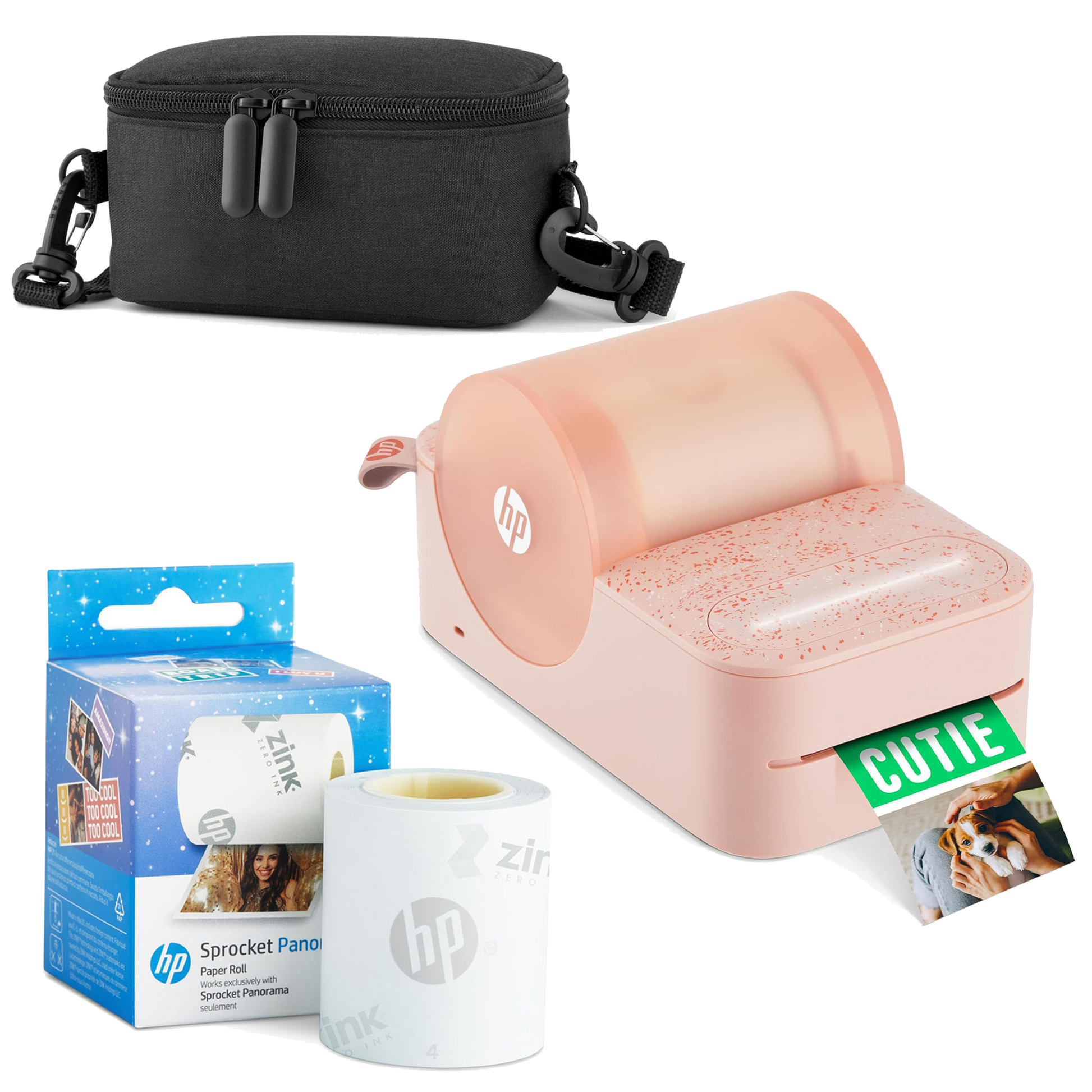 HP Sprocket Panorama Instant Portable Color Label & Photo Printer (Pink) Starter Bundle Sprocket Printers