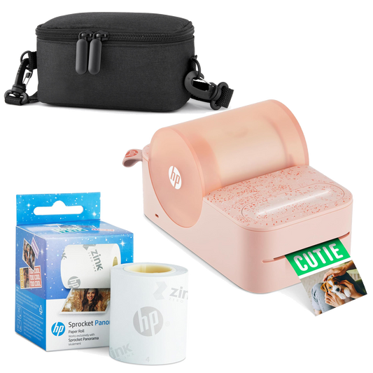 HP Sprocket Panorama Instant Portable Color Label & Photo Printer (Pink) Starter Bundle Sprocket Printers