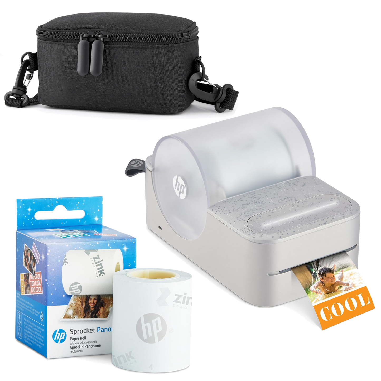 HP Sprocket Panorama Instant Portable Color Label & Photo Printer (Grey) Starter Bundle Sprocket Printers