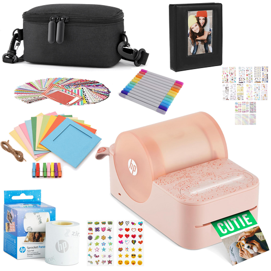 HP Sprocket Panorama Instant Portable Color Label & Photo Printer (Pink) Gift Bundle Sprocket Printers
