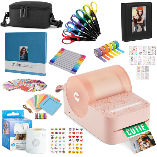 HP Sprocket Panorama Instant Portable Color Label & Photo Printer (Pink) Craft Bundle Sprocket Printers