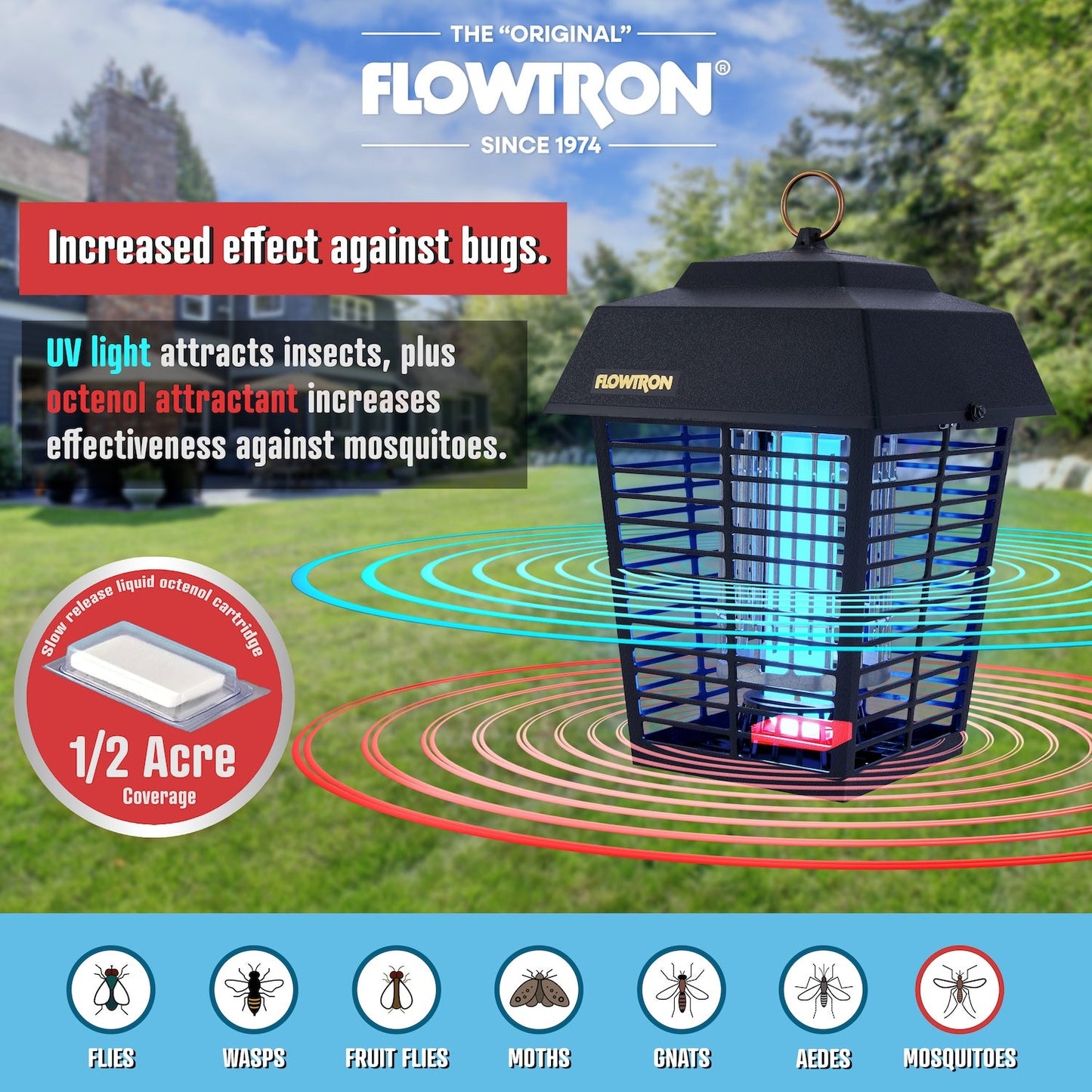 Flowtron 15W Outdoor Bug Zapper, 1/2 Acre coverage 