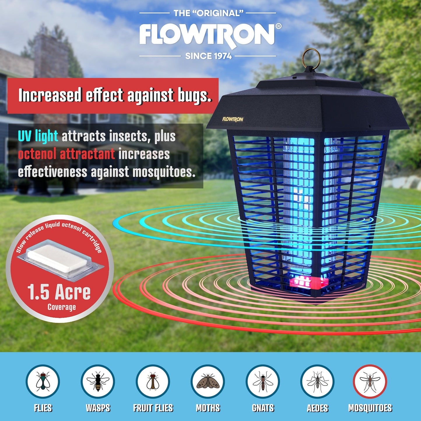 Flowtron 80W Outdoor Bug Zapper, 1.5 Acre coverage
