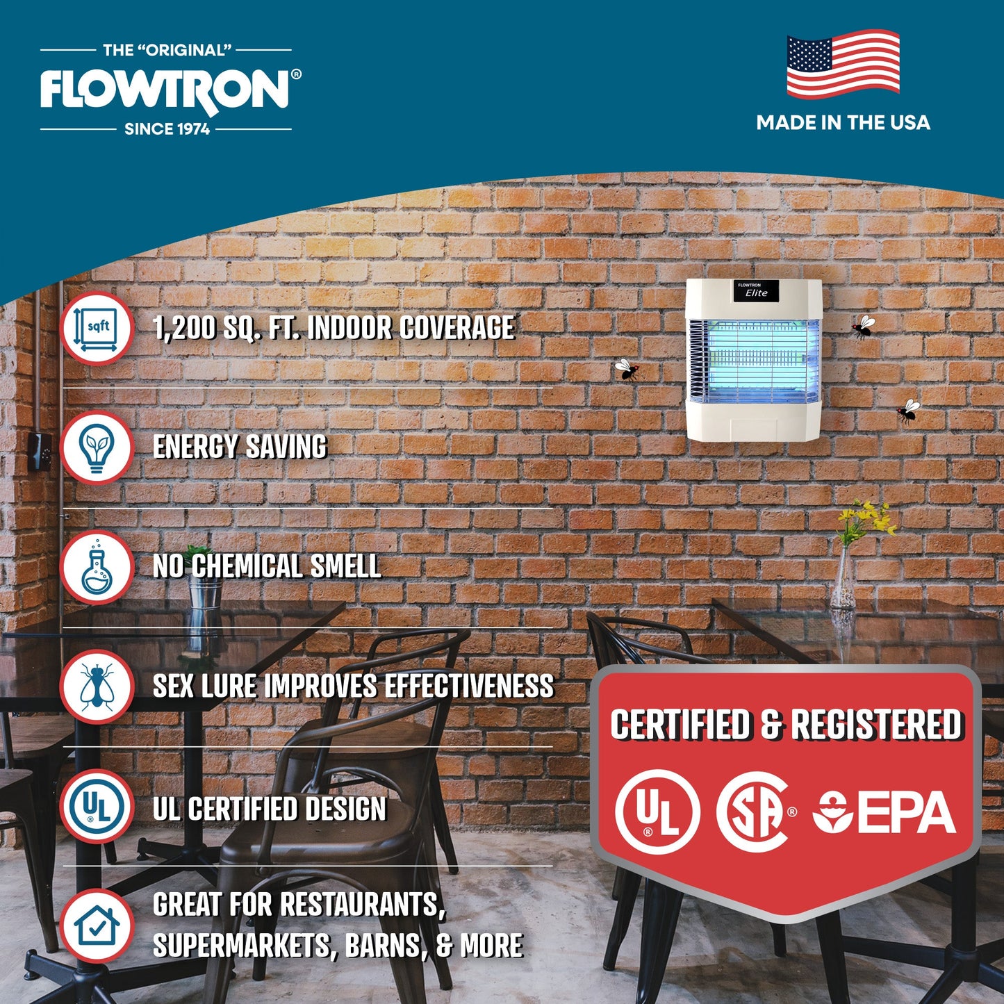 Flowtron 80W Indoor Stun Fly Killer, 1200 sq.ft coverage