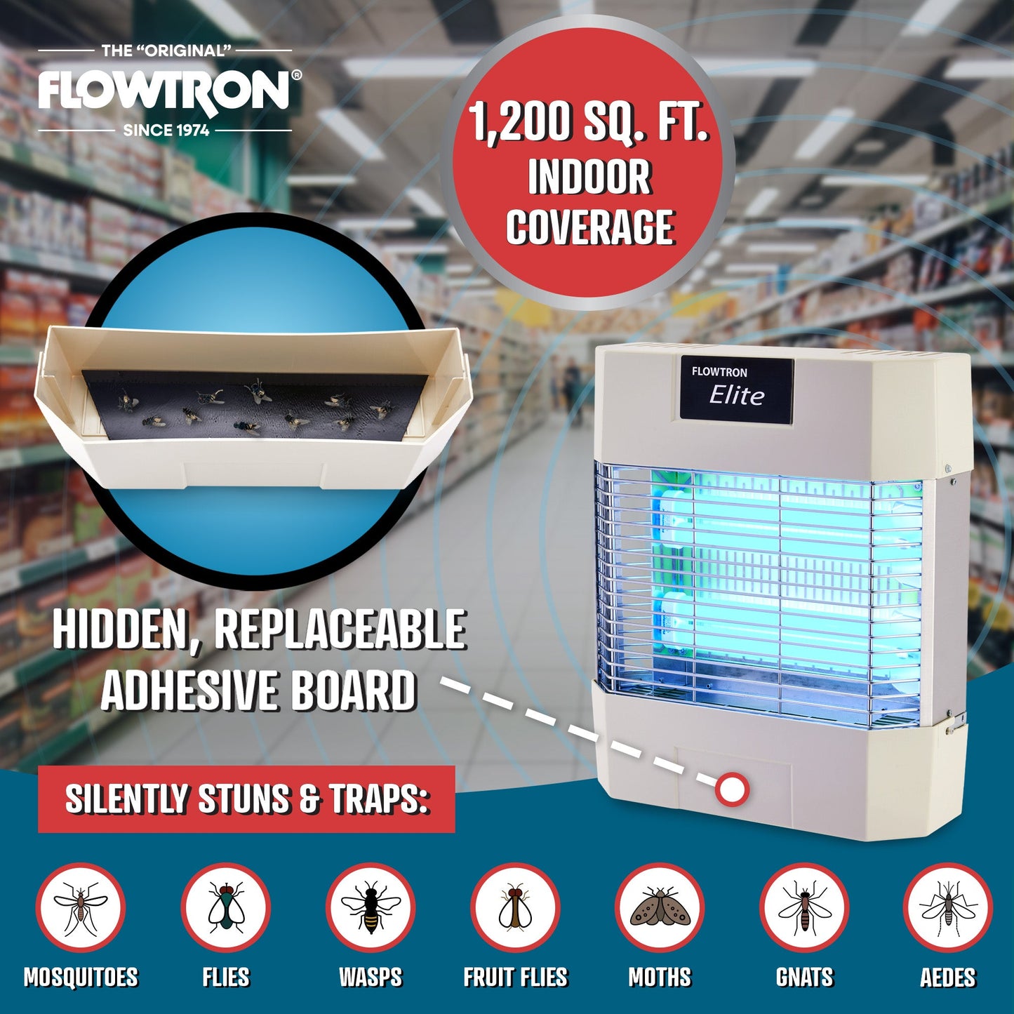 Flowtron 80W Indoor Stun Fly Killer, 1200 sq.ft coverage