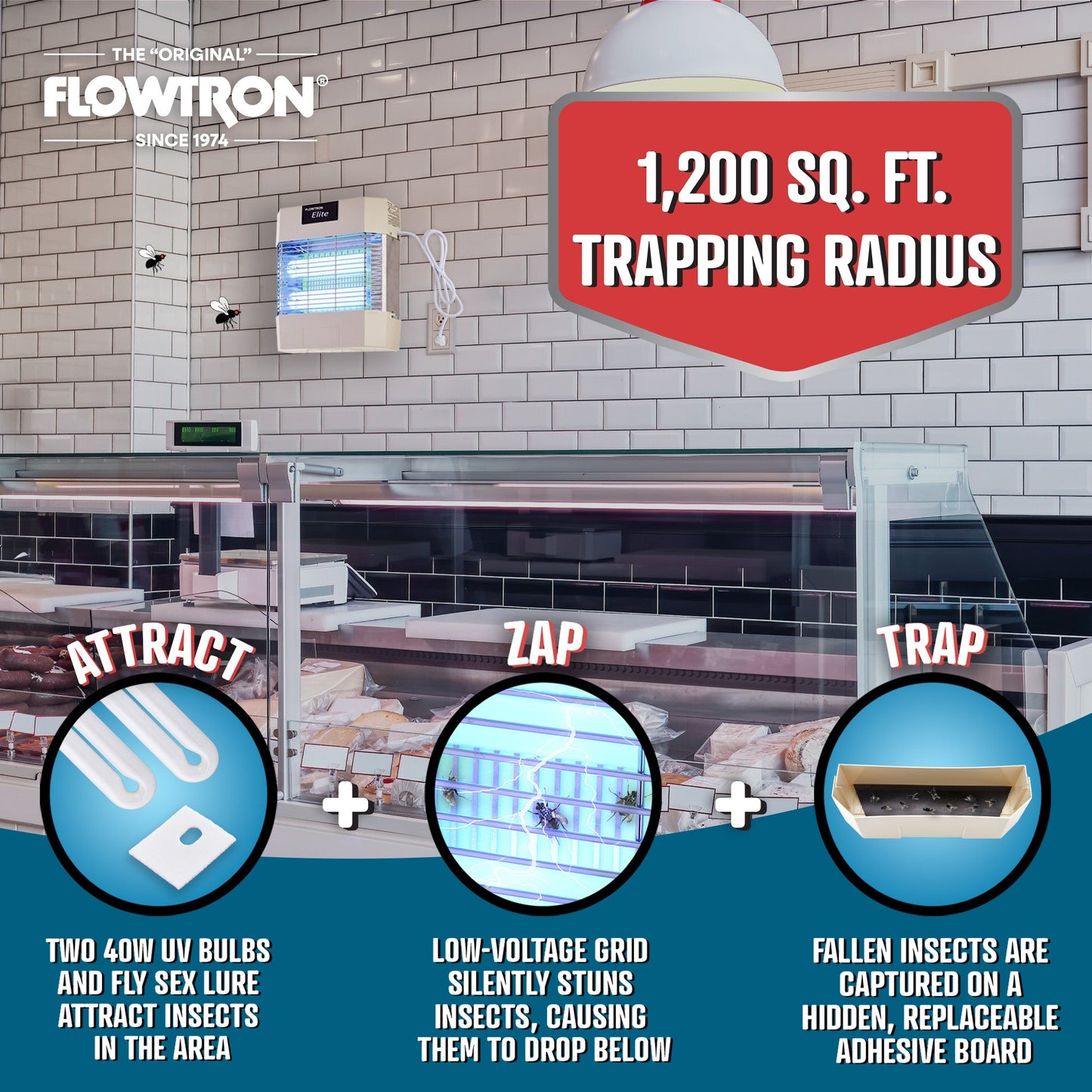 Flowtron 80W Indoor Stun Fly Killer, 1200 sq.ft coverage