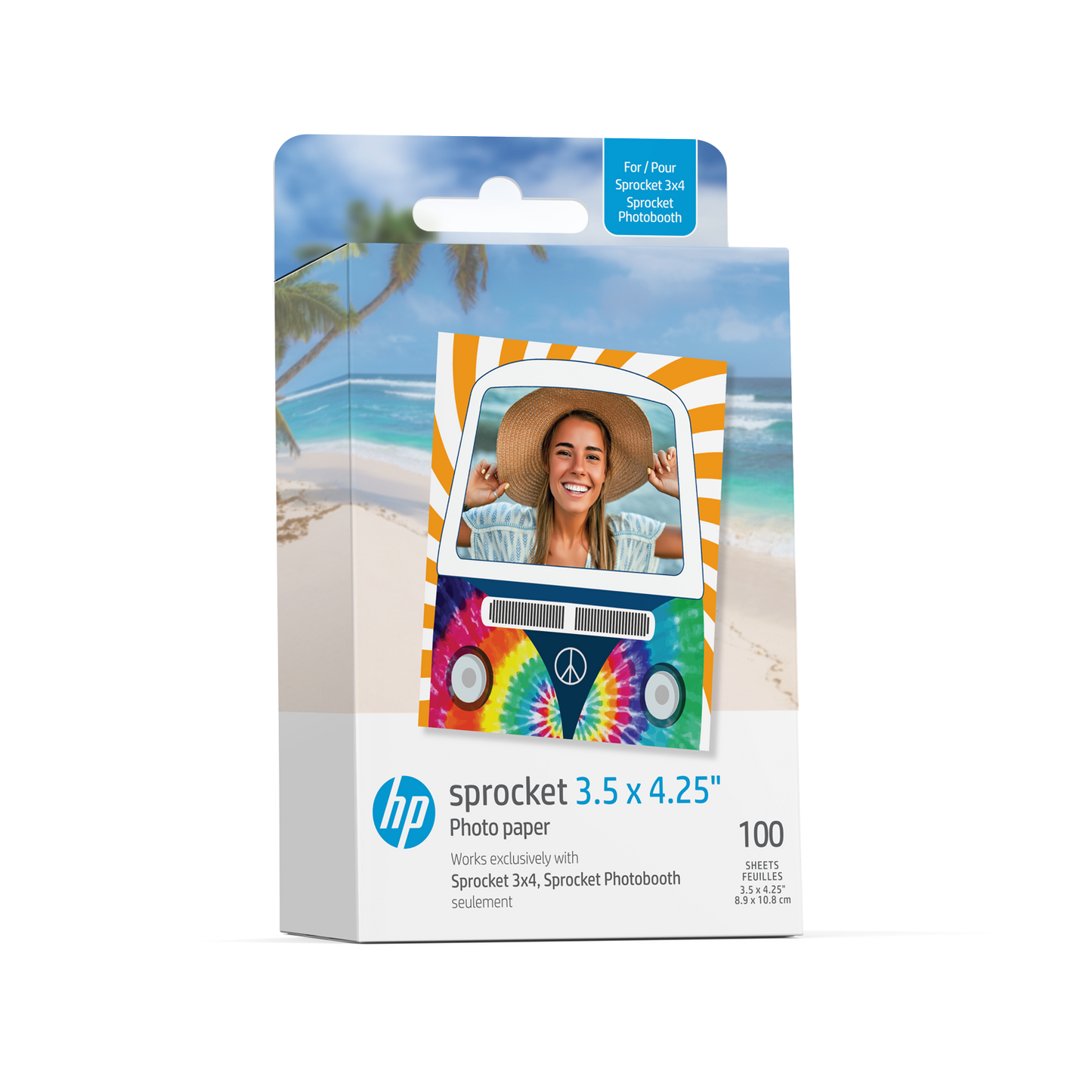 HP Sprocket 3.5 x 4.25” Zink Sticky-Backed Photo Paper (100 Pack) Compatible with HP Sprocket 3x4 Photobooth and Photo Printer Sprocket Printers