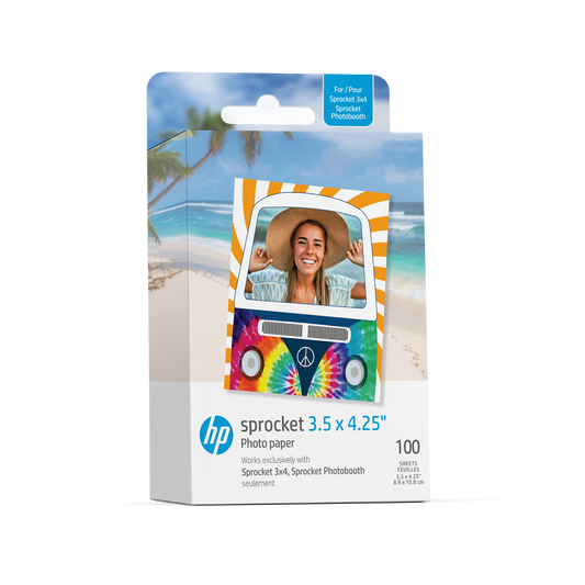 HP Sprocket 3.5 x 4.25” Zink Sticky-Backed Photo Paper (100 Pack) Compatible with HP Sprocket 3x4 Photobooth and Photo Printer Sprocket Printers