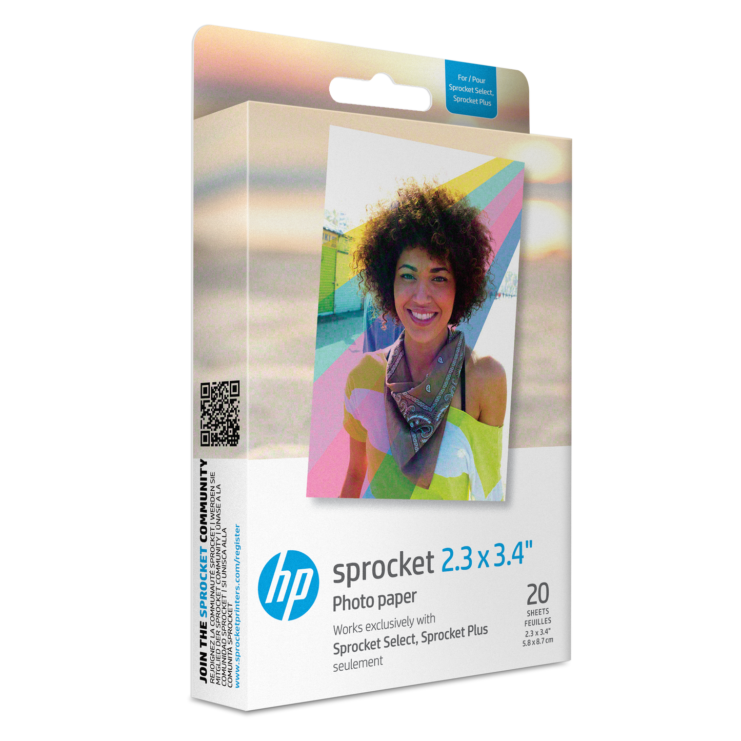HP Sprocket 2.3” x 3.4” Premium Zink Sticky-Back Photo Paper (20 Sheets) hpsprocket