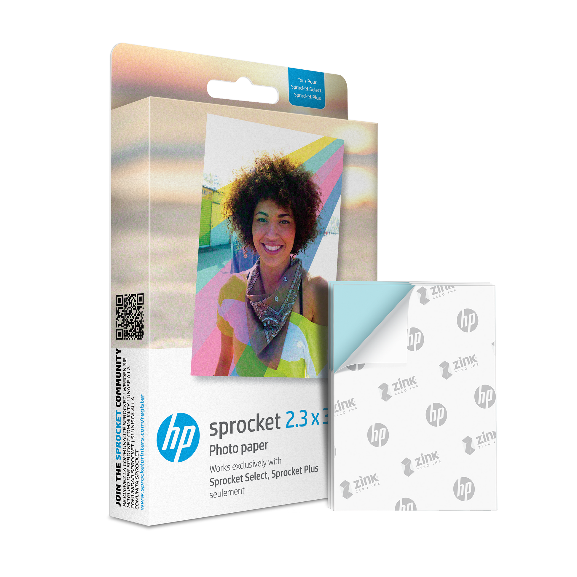 HP Sprocket 2.3” x 3.4” Premium Zink Sticky-Back Photo Paper (20 Sheets) hpsprocket
