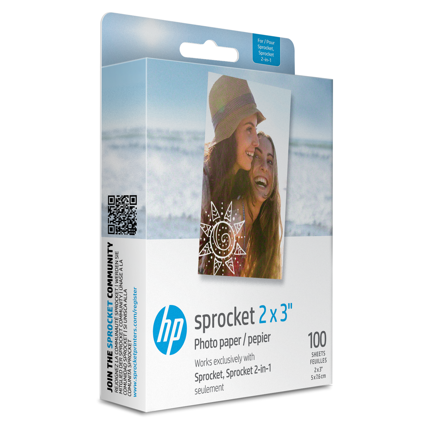 HP Sprocket 2"x3" Premium Zink Sticky Back Photo Paper (100 Sheets) hpsprocket