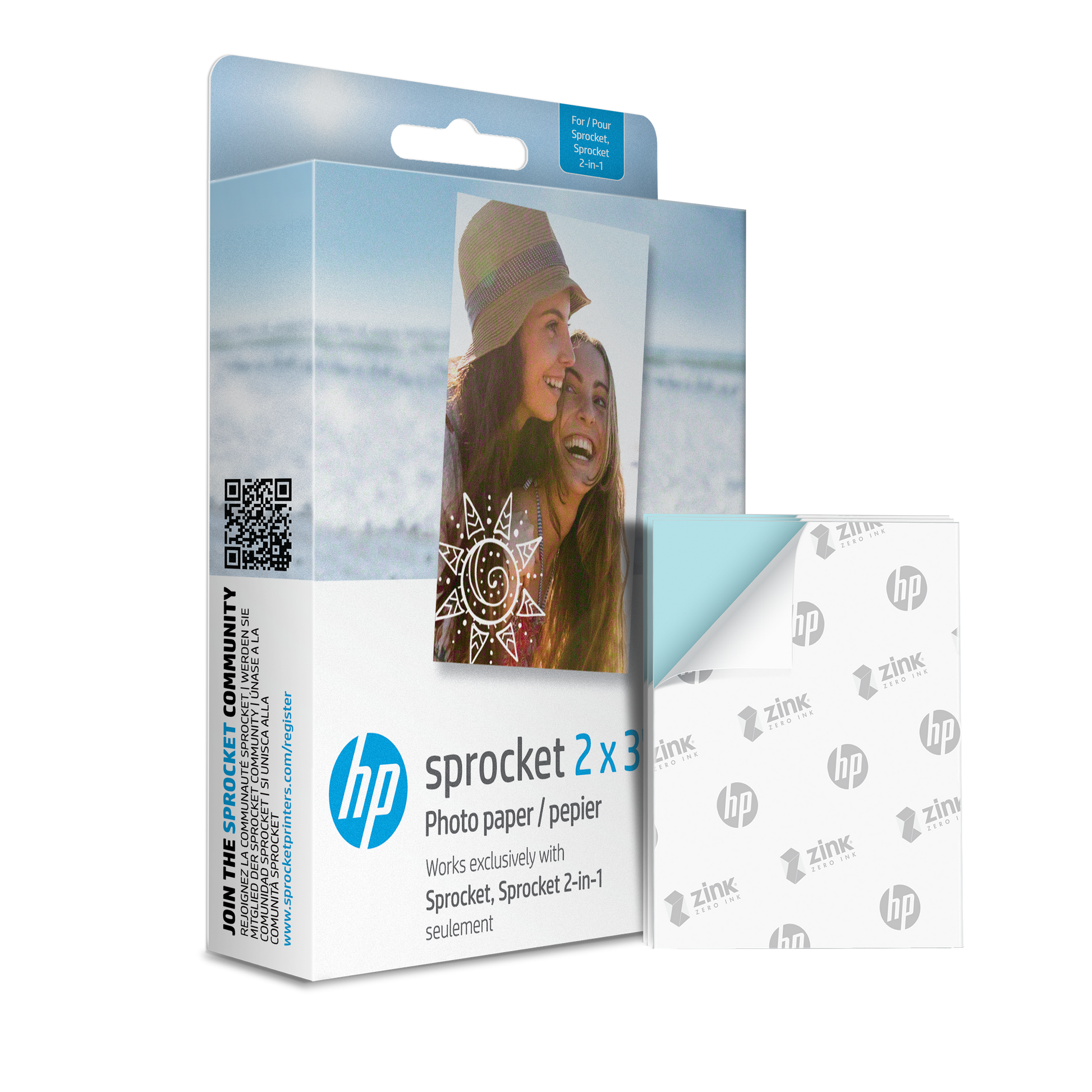 HP Sprocket 2"x3" Premium Zink Sticky Back Photo Paper (100 Sheets) hpsprocket