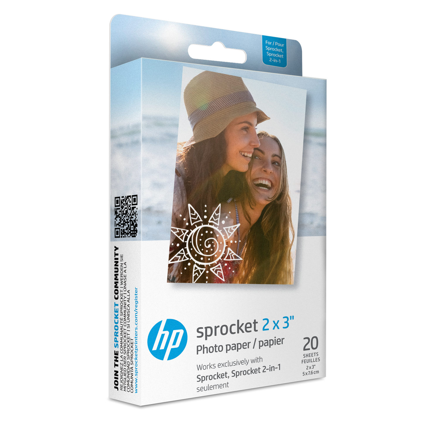 HP Sprocket 2” x 3” Premium Zink Sticky-Back Photo Paper (20 Sheets) hpsprocket